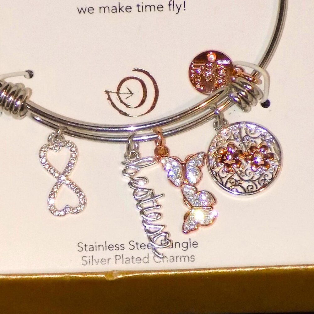 New Love This Life Friends Bracelet Fine Silver Plated Crystal Charms